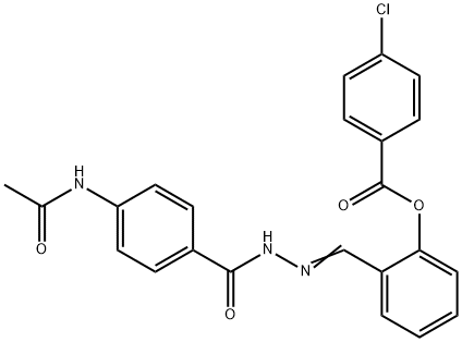 2-{2-[4-(acetylamino)benzoyl]carbohydrazonoyl}phenyl 4-chlorobenzoate Struktur