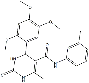 6-methyl-N-(3-methylphenyl)-2-thioxo-4-(2,4,5-trimethoxyphenyl)-1,2,3,4-tetrahydro-5-pyrimidinecarboxamide Struktur