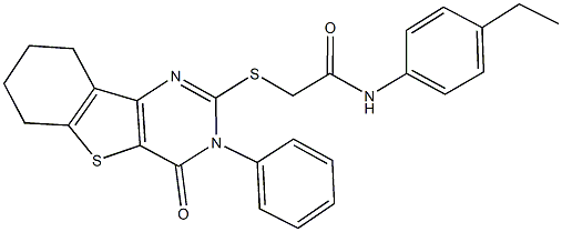 N-(4-ethylphenyl)-2-[(4-oxo-3-phenyl-3,4,6,7,8,9-hexahydro[1]benzothieno[3,2-d]pyrimidin-2-yl)sulfanyl]acetamide Struktur