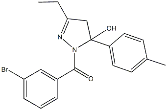 1-[(3-bromophenyl)carbonyl]-3-ethyl-5-(4-methylphenyl)-4,5-dihydro-1H-pyrazol-5-ol Struktur