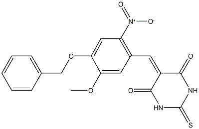 5-{4-(benzyloxy)-2-nitro-5-methoxybenzylidene}-2-thioxodihydro-4,6(1H,5H)-pyrimidinedione Struktur