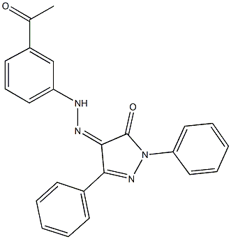 1,3-diphenyl-1H-pyrazole-4,5-dione 4-[(3-acetylphenyl)hydrazone] Struktur