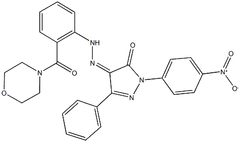 1-{4-nitrophenyl}-3-phenyl-1H-pyrazole-4,5-dione 4-{[2-(4-morpholinylcarbonyl)phenyl]hydrazone} Struktur