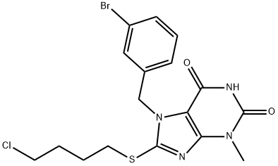 7-(3-bromobenzyl)-8-[(4-chlorobutyl)sulfanyl]-3-methyl-3,7-dihydro-1H-purine-2,6-dione Struktur