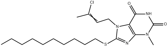 7-(3-chloro-2-butenyl)-8-(decylsulfanyl)-3-methyl-3,7-dihydro-1H-purine-2,6-dione Struktur