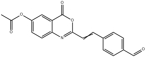 2-[2-(4-formylphenyl)vinyl]-4-oxo-4H-3,1-benzoxazin-6-yl acetate Struktur