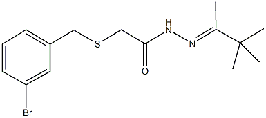 2-[(3-bromobenzyl)sulfanyl]-N'-(1,2,2-trimethylpropylidene)acetohydrazide Struktur