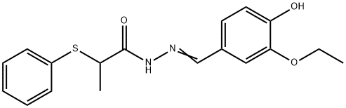 N'-(3-ethoxy-4-hydroxybenzylidene)-2-(phenylsulfanyl)propanohydrazide Struktur