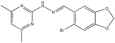 6-bromo-1,3-benzodioxole-5-carbaldehyde (4,6-dimethyl-2-pyrimidinyl)hydrazone Struktur