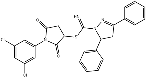 1-(3,5-dichlorophenyl)-2,5-dioxo-3-pyrrolidinyl 3,5-diphenyl-4,5-dihydro-1H-pyrazole-1-carbimidothioate Struktur