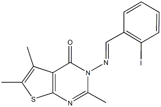 3-[(2-iodobenzylidene)amino]-2,5,6-trimethylthieno[2,3-d]pyrimidin-4(3H)-one Struktur