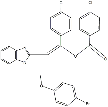 2-{1-[2-(4-bromophenoxy)ethyl]-1H-benzimidazol-2-yl}-1-(4-chlorophenyl)vinyl 4-chlorobenzoate Struktur