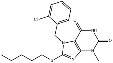 7-(2-chlorobenzyl)-3-methyl-8-(pentylsulfanyl)-3,7-dihydro-1H-purine-2,6-dione Struktur