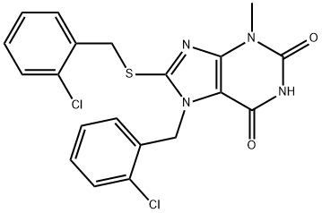 7-(2-chlorobenzyl)-8-[(2-chlorobenzyl)sulfanyl]-3-methyl-3,7-dihydro-1H-purine-2,6-dione Struktur