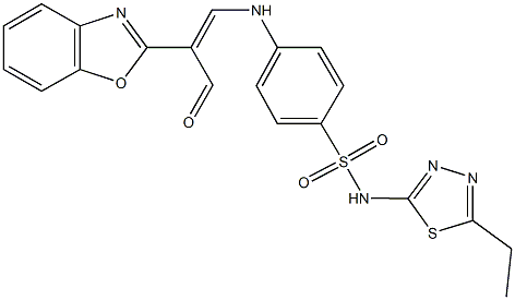 4-{[2-(1,3-benzoxazol-2-yl)-3-oxo-1-propenyl]amino}-N-(5-ethyl-1,3,4-thiadiazol-2-yl)benzenesulfonamide Struktur