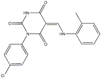 1-(4-chlorophenyl)-5-(2-toluidinomethylene)-2,4,6(1H,3H,5H)-pyrimidinetrione Struktur