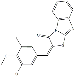 2-(3-iodo-4,5-dimethoxybenzylidene)[1,3]thiazolo[3,2-a]benzimidazol-3(2H)-one Struktur