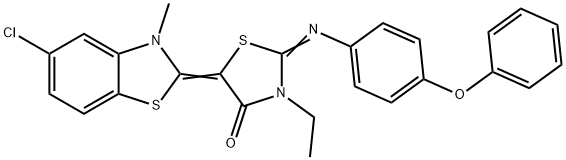 5-(5-chloro-3-methyl-1,3-benzothiazol-2(3H)-ylidene)-3-ethyl-2-[(4-phenoxyphenyl)imino]-1,3-thiazolidin-4-one Struktur