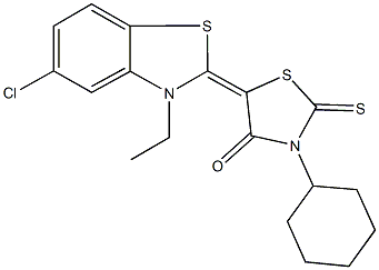 5-(5-chloro-3-ethyl-1,3-benzothiazol-2(3H)-ylidene)-3-cyclohexyl-2-thioxo-1,3-thiazolidin-4-one Struktur