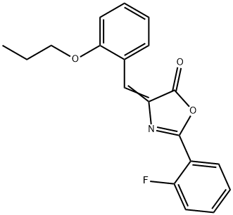 2-(2-fluorophenyl)-4-(2-propoxybenzylidene)-1,3-oxazol-5(4H)-one Struktur