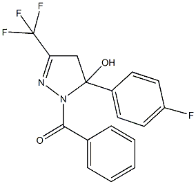 1-benzoyl-5-(4-fluorophenyl)-3-(trifluoromethyl)-4,5-dihydro-1H-pyrazol-5-ol Struktur