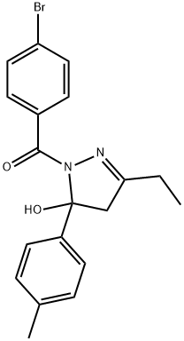 1-(4-bromobenzoyl)-3-ethyl-5-(4-methylphenyl)-4,5-dihydro-1H-pyrazol-5-ol Struktur