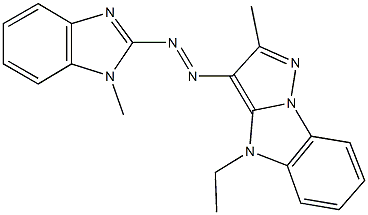 4-ethyl-2-methyl-3-[(1-methyl-1H-benzimidazol-2-yl)diazenyl]-4H-pyrazolo[1,5-a]benzimidazole Struktur