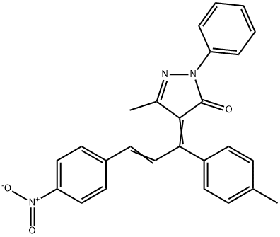 4-[3-{4-nitrophenyl}-1-(4-methylphenyl)-2-propenylidene]-5-methyl-2-phenyl-2,4-dihydro-3H-pyrazol-3-one Struktur