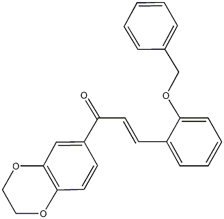 3-[2-(benzyloxy)phenyl]-1-(2,3-dihydro-1,4-benzodioxin-6-yl)-2-propen-1-one Struktur