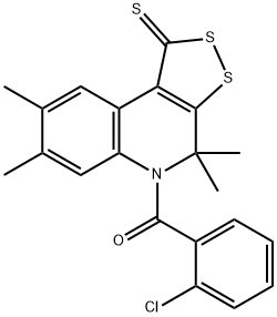 5-(2-chlorobenzoyl)-4,4,7,8-tetramethyl-4,5-dihydro-1H-[1,2]dithiolo[3,4-c]quinoline-1-thione Struktur