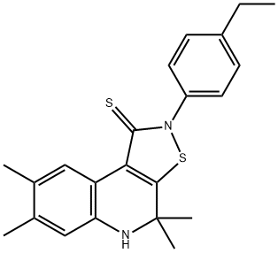 2-(4-ethylphenyl)-4,4,7,8-tetramethyl-4,5-dihydroisothiazolo[5,4-c]quinoline-1(2H)-thione Struktur