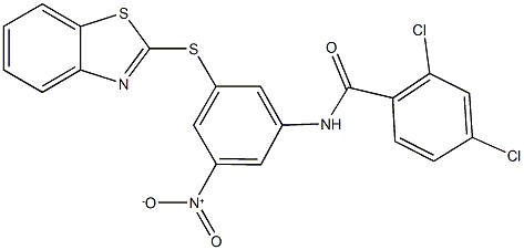 N-{3-(1,3-benzothiazol-2-ylsulfanyl)-5-nitrophenyl}-2,4-dichlorobenzamide Struktur