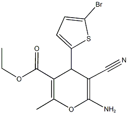 ethyl 6-amino-4-(5-bromo-2-thienyl)-5-cyano-2-methyl-4H-pyran-3-carboxylate Struktur