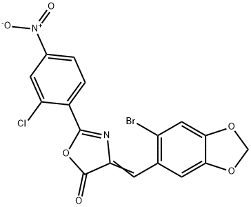 4-[(6-bromo-1,3-benzodioxol-5-yl)methylene]-2-{2-chloro-4-nitrophenyl}-1,3-oxazol-5(4H)-one Struktur