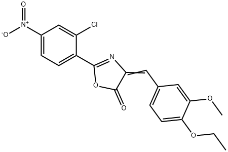 2-{2-chloro-4-nitrophenyl}-4-(4-ethoxy-3-methoxybenzylidene)-1,3-oxazol-5(4H)-one Struktur