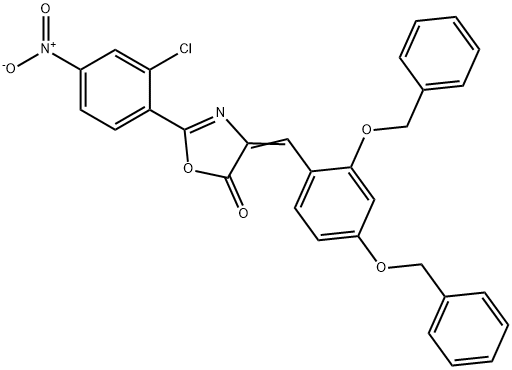 4-[2,4-bis(benzyloxy)benzylidene]-2-{2-chloro-4-nitrophenyl}-1,3-oxazol-5(4H)-one Struktur