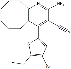 2-amino-4-(4-bromo-5-ethyl-2-thienyl)-5,6,7,8,9,10-hexahydrocycloocta[b]pyridine-3-carbonitrile Struktur