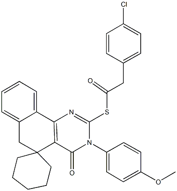 S-[3-(4-methoxyphenyl)-4-oxo-3,4,5,6-tetrahydrospiro(benzo[h]quinazoline-5,1'-cyclohexane)-2-yl] (4-chlorophenyl)ethanethioate Struktur