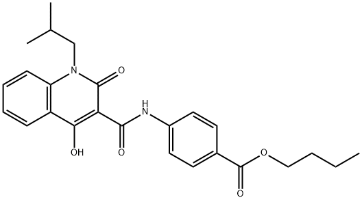 butyl 4-({[4-hydroxy-1-(2-methylpropyl)-2-oxo-1,2-dihydroquinolin-3-yl]carbonyl}amino)benzoate Struktur