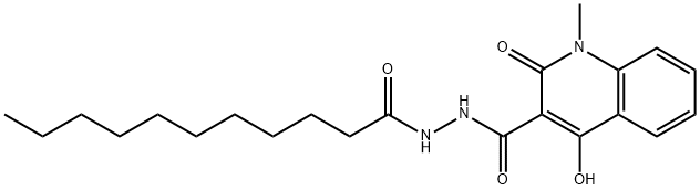 4-hydroxy-1-methyl-2-oxo-N'-undecanoyl-1,2-dihydroquinoline-3-carbohydrazide Struktur