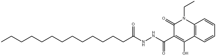 1-ethyl-4-hydroxy-2-oxo-N'-tetradecanoyl-1,2-dihydroquinoline-3-carbohydrazide Struktur