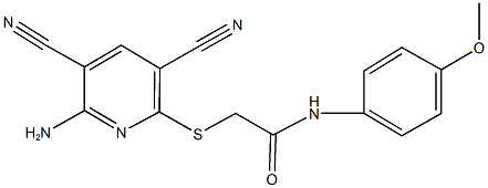 2-[(6-amino-3,5-dicyano-2-pyridinyl)sulfanyl]-N-(4-methoxyphenyl)acetamide Struktur