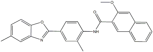 3-methoxy-N-[2-methyl-4-(5-methyl-1,3-benzoxazol-2-yl)phenyl]-2-naphthamide Struktur