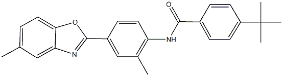 4-tert-butyl-N-[2-methyl-4-(5-methyl-1,3-benzoxazol-2-yl)phenyl]benzamide Struktur