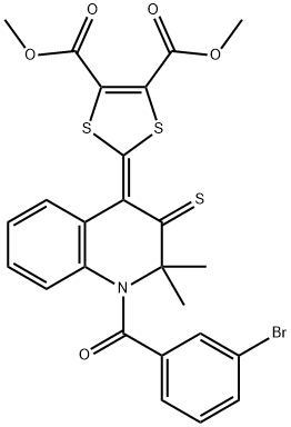 dimethyl 2-(1-(3-bromobenzoyl)-2,2-dimethyl-3-thioxo-2,3-dihydro-4(1H)-quinolinylidene)-1,3-dithiole-4,5-dicarboxylate Struktur