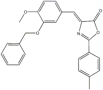 4-[3-(benzyloxy)-4-methoxybenzylidene]-2-(4-methylphenyl)-1,3-oxazol-5(4H)-one Struktur