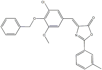 4-[4-(benzyloxy)-3-chloro-5-methoxybenzylidene]-2-(3-methylphenyl)-1,3-oxazol-5(4H)-one Struktur