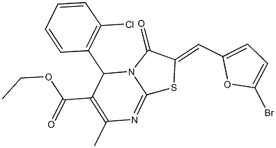 ethyl 2-[(5-bromo-2-furyl)methylene]-5-(2-chlorophenyl)-7-methyl-3-oxo-2,3-dihydro-5H-[1,3]thiazolo[3,2-a]pyrimidine-6-carboxylate Struktur