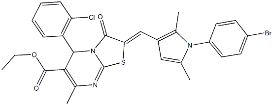 ethyl 2-{[1-(4-bromophenyl)-2,5-dimethyl-1H-pyrrol-3-yl]methylene}-5-(2-chlorophenyl)-7-methyl-3-oxo-2,3-dihydro-5H-[1,3]thiazolo[3,2-a]pyrimidine-6-carboxylate Struktur