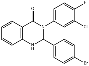 2-(4-bromophenyl)-3-(3-chloro-4-fluorophenyl)-2,3-dihydro-4(1H)-quinazolinone Struktur